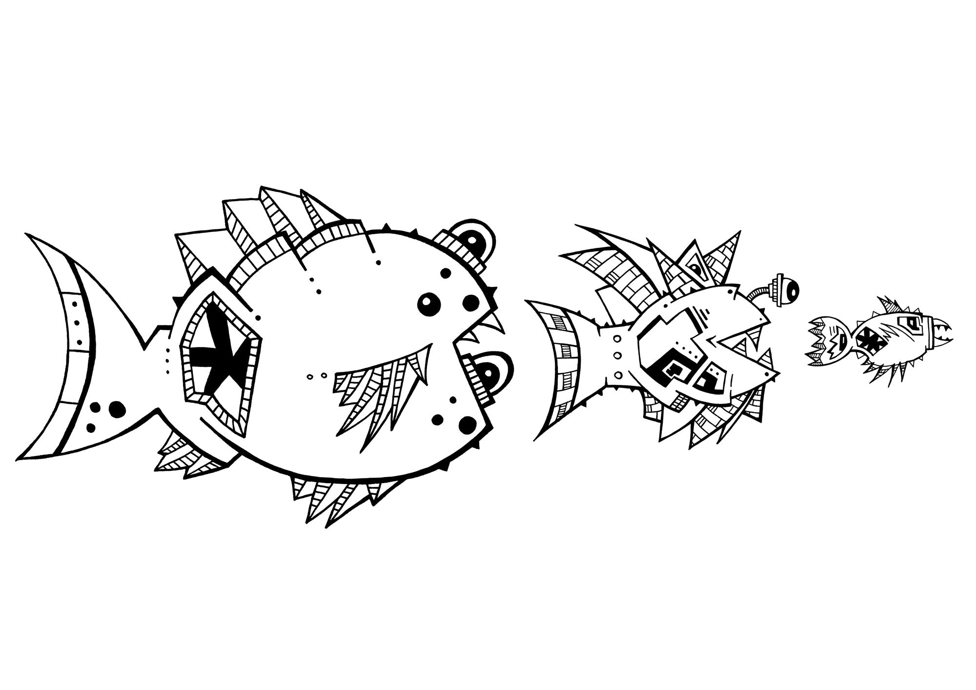 Zackenbarsche - digital colorierte Illustration - Illuwillu Kunstdruck 700x500mm Fauna Fische Kunstdrucke
