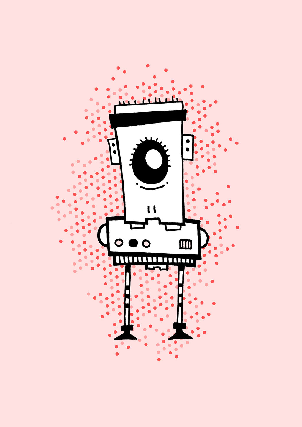 Running Tom - digital colorierte Illustration - Illuwillu Kunstdruck 210x297mm Rosa Charakter Farbe Kunstdrucke