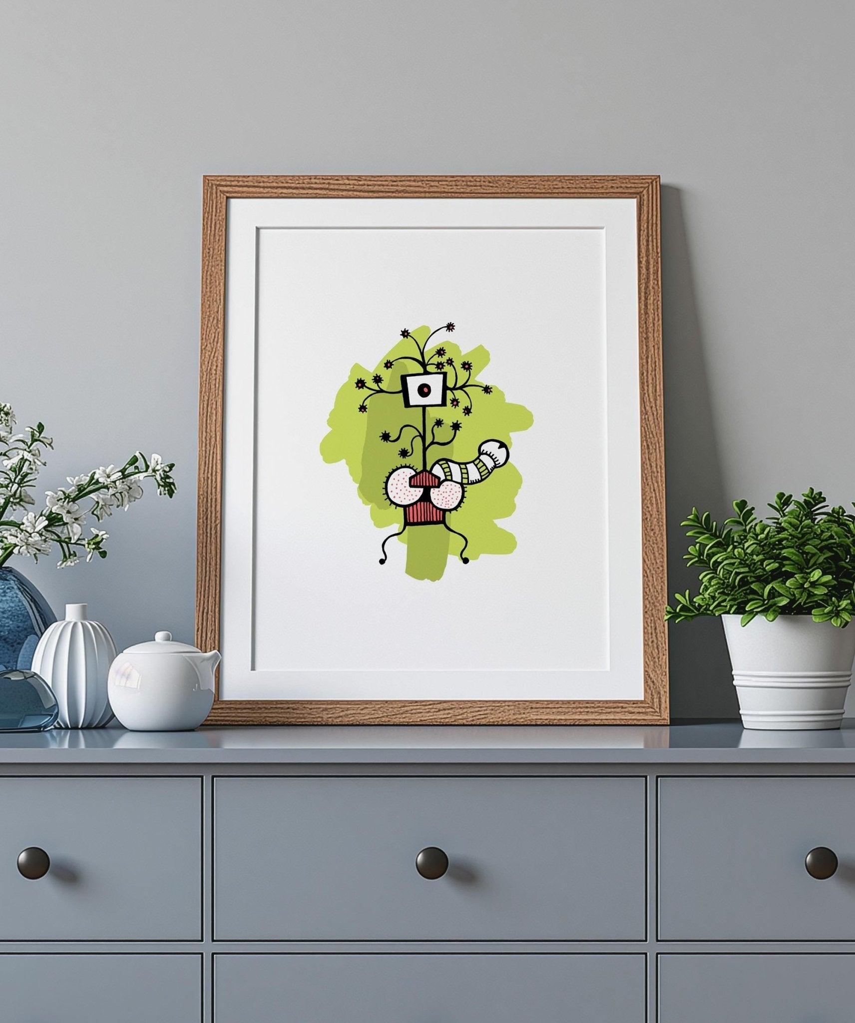 Hintergrund grün Illustration Phantasie Pflanze #GeorgKippes #Illuwillu Kunstdruck 210x297mm Farbe Flora