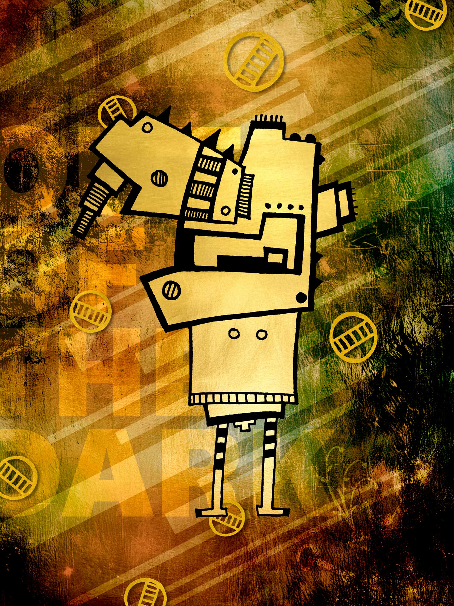 Illustrierte Figur Kopfschmerzen digital colorierte Illustration #GeorgKippes #Illuwillu Kunstdruck 300x400mm Charakter Farbe