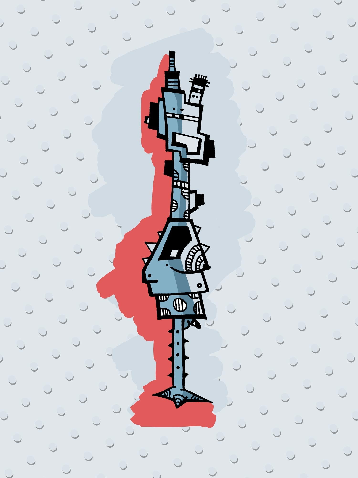 Hintergrund Blau Figur groß digital coloriert Illustration #GeorgKippse #Illuwillu Kunstdruck 300x400mm Charakter Farbe