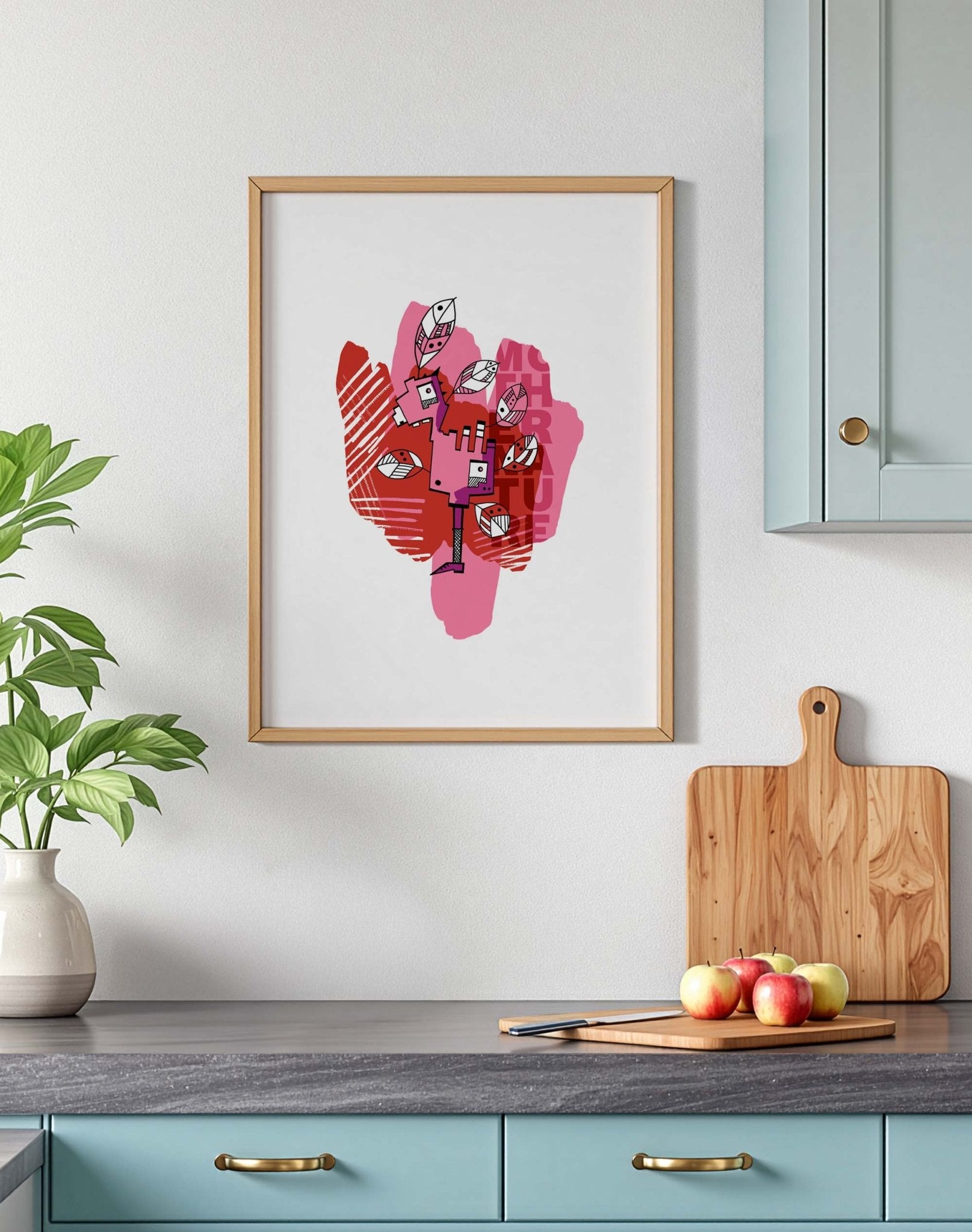 Mothernature rot rosa digital colorierte Illustration - Kunstdruck 210x297mm Charakter Farbe flora #GerogKippes #Illuwillu