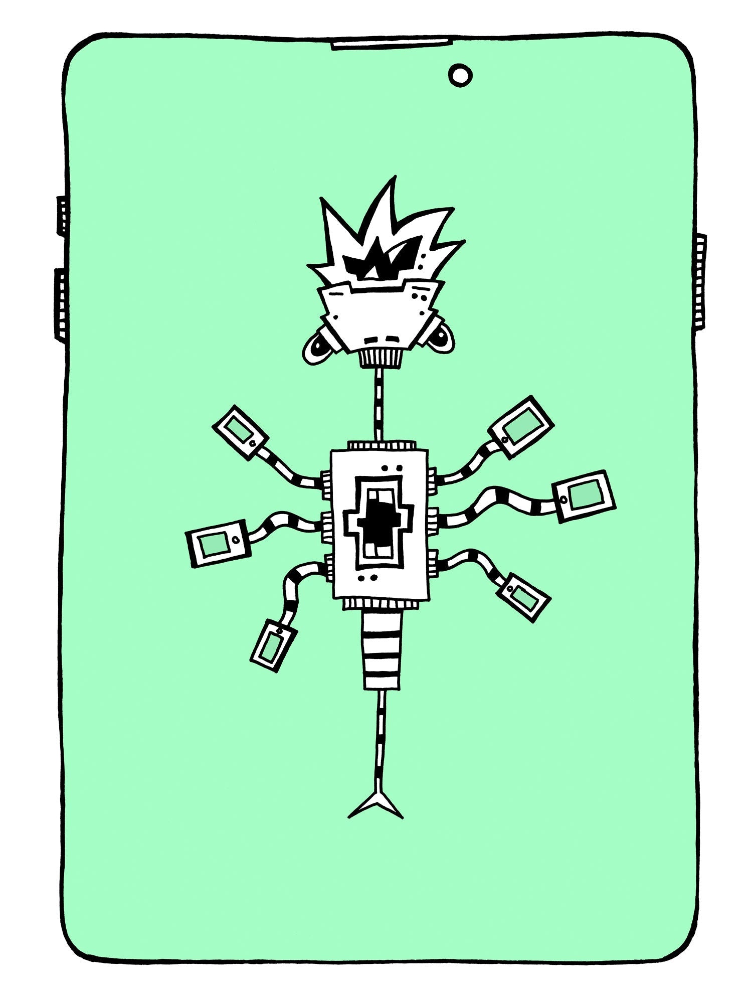 Smartphone - digital colorierte Illustration - Illuwillu Kunstdruck 300x400mm Charakter Farbe Kunstdrucke