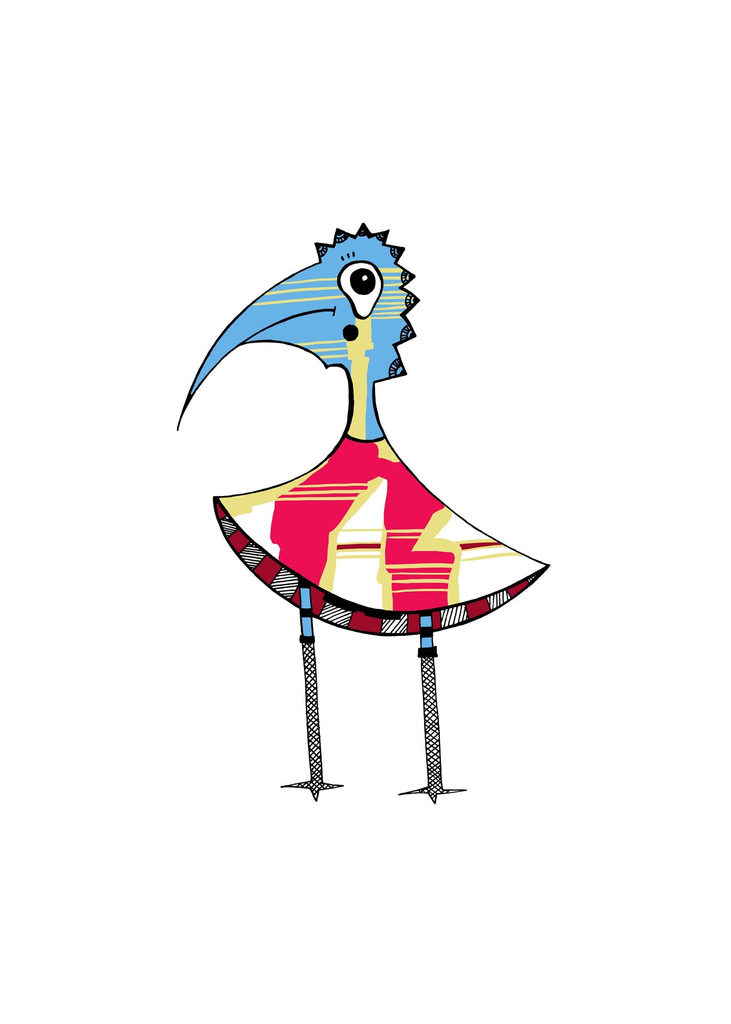 Strapsvogel - digital colorierte Illustration - Illuwillu Kunstdruck 500x700mm Variante 1 Farbe Fauna Kunstdrucke