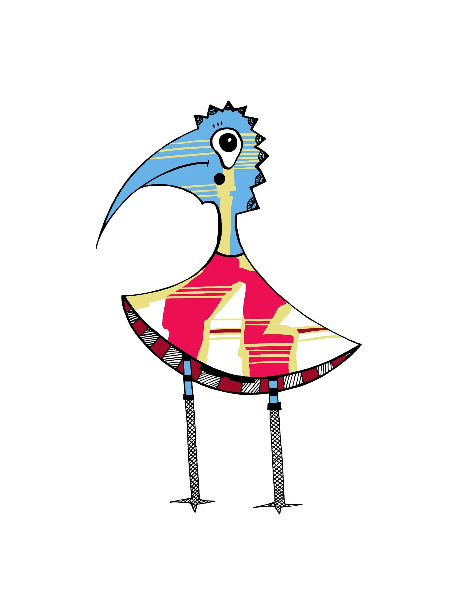 Strapsvogel - digital colorierte Illustration - Illuwillu Kunstdruck 300x400mm Variante 1 Farbe Fauna Kunstdrucke