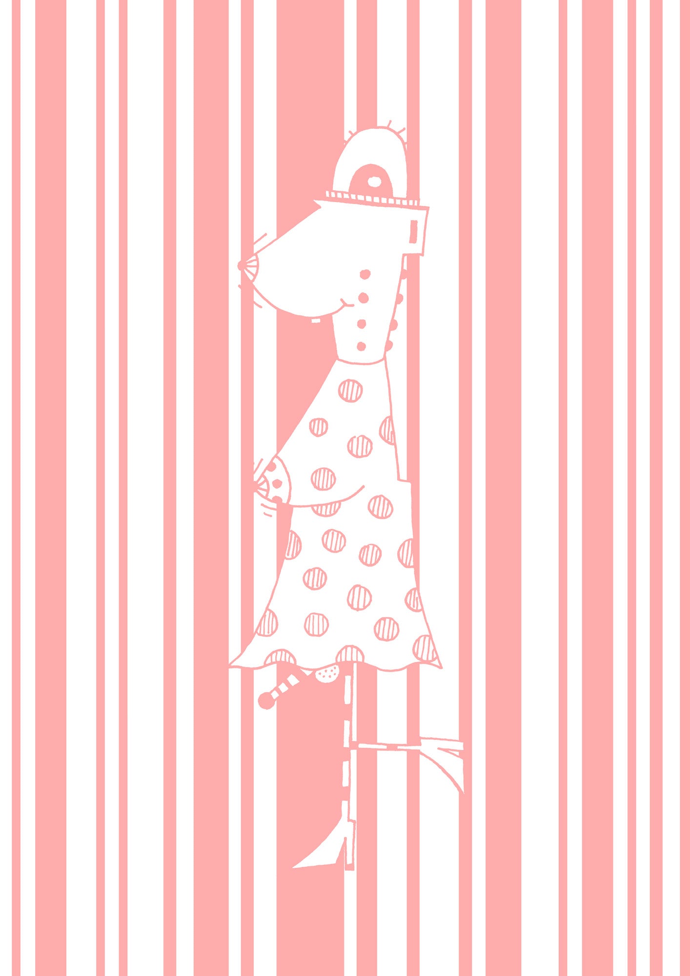 tanzende Maus #GeorgKippes #Illuwillu digital colorierte Illustration 210x297mm rosa Charakter Kunstdruck 2