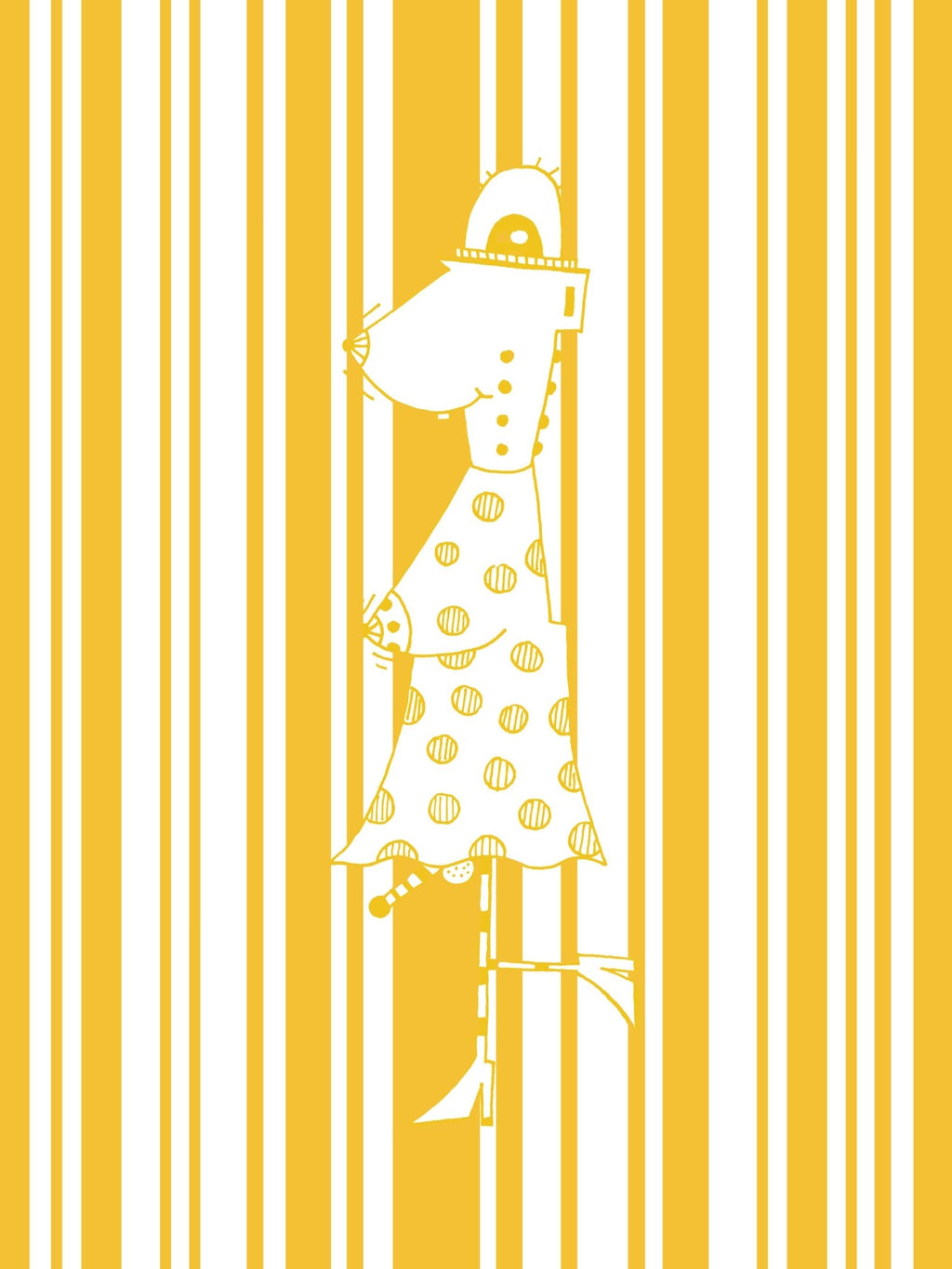 tanzende Maus #GeorgKippes #Illuwillu digital colorierte Illustration 300x400mm gelb Charakter Farbe gelb Kunstdruck