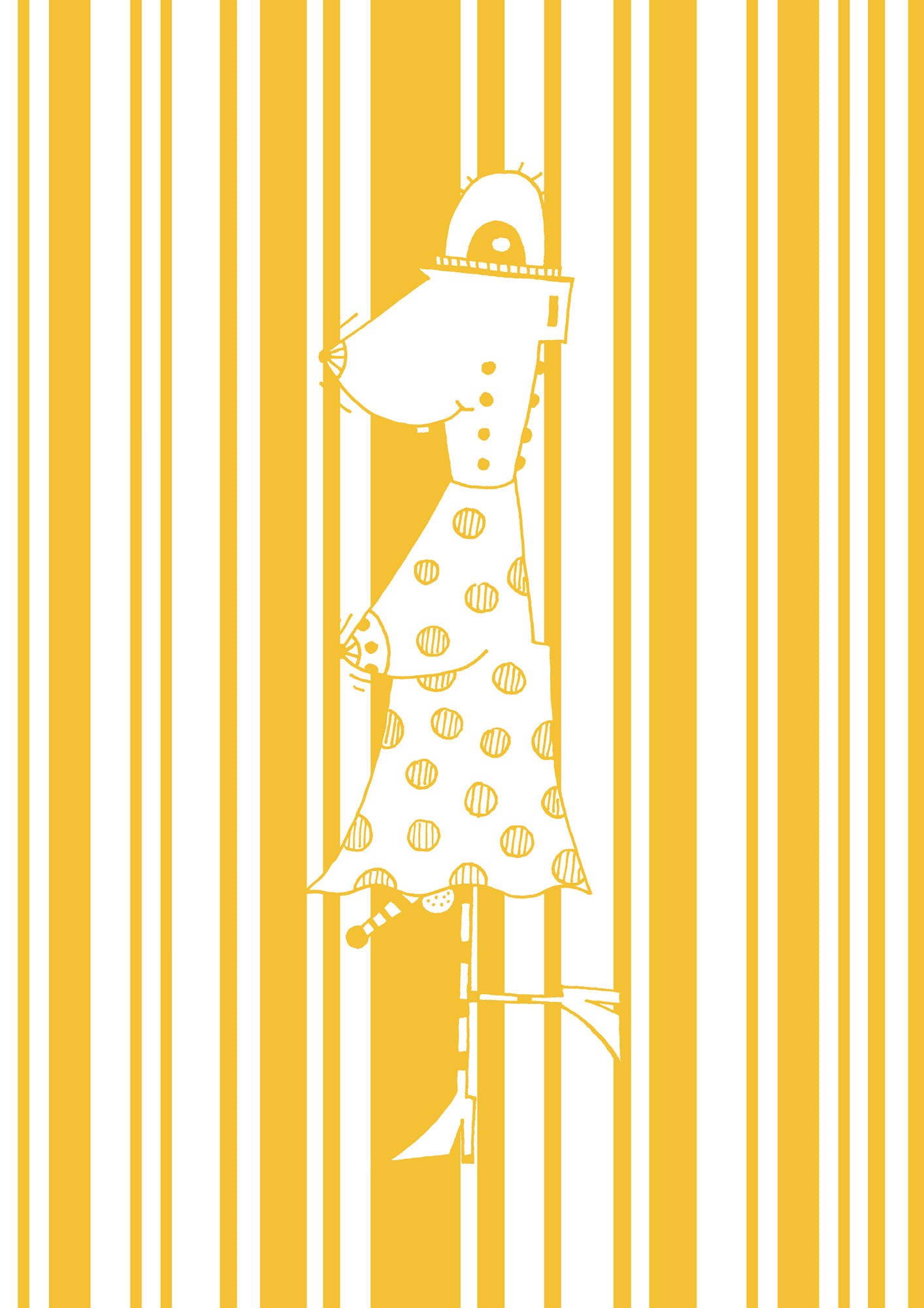 tanzende Maus #GeorgKippes #Illuwillu digital colorierte Illustration 210x297mm gelb gelb Charakter Farbe gelb Kunstdruck