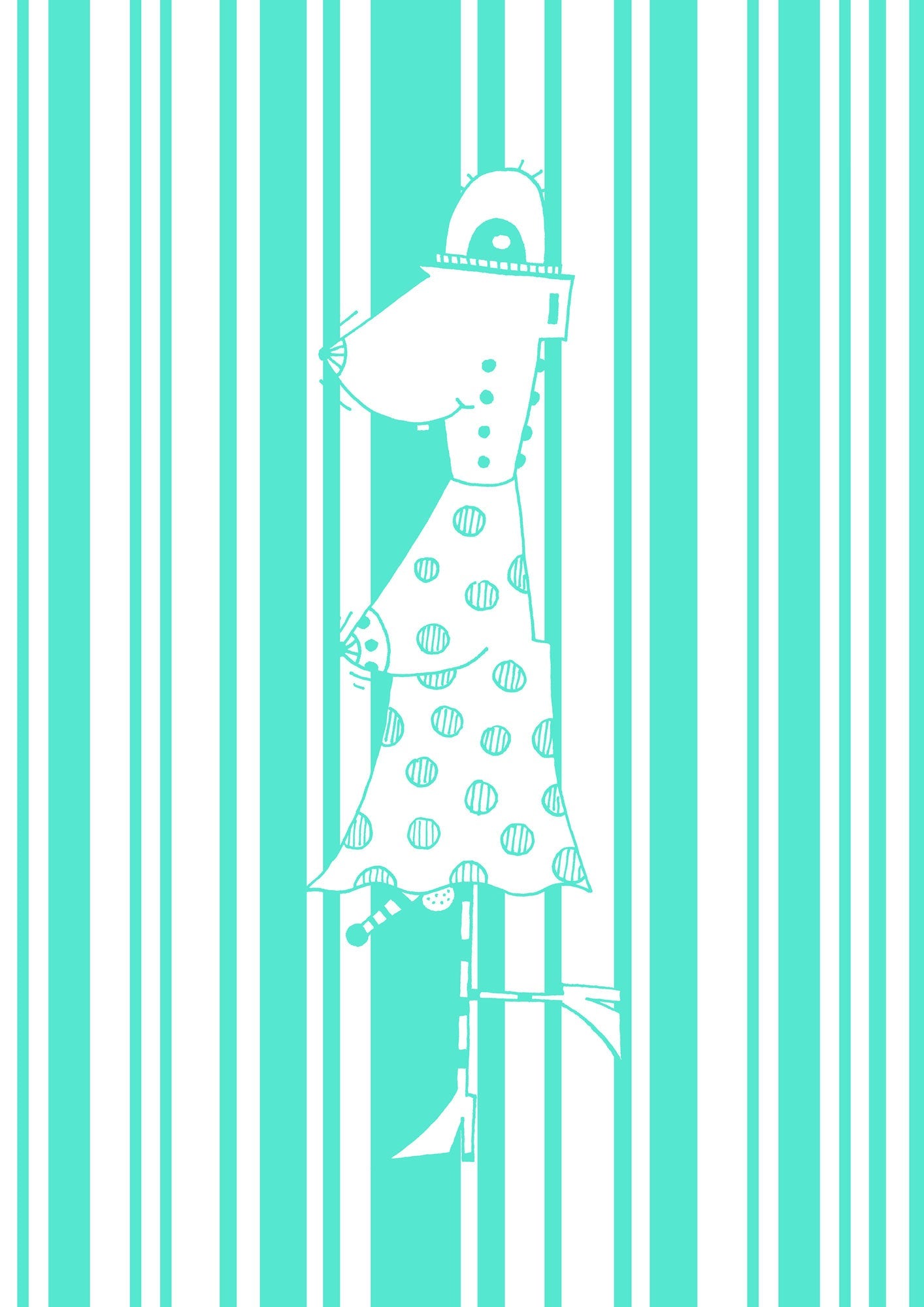 tanzende Maus #GeorgKippes #Illuwillu digital colorierte Illustration 210x297mm türkis Charakter Kunstdruck